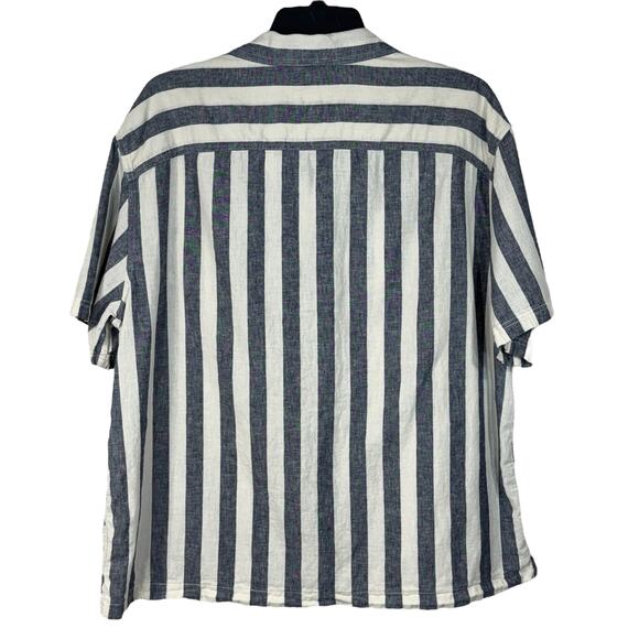 American Eagle XX-Large Mens Poolside Shirt Button-Up Striped Linen Blend Pocket - Picture 3 of 6